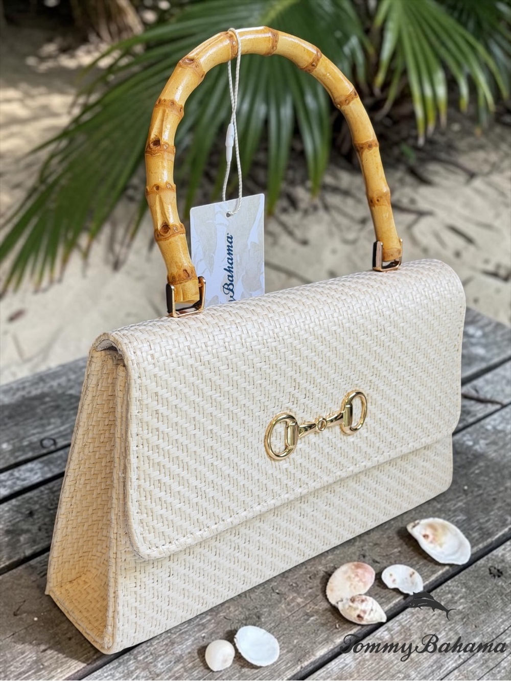 Tommy Bahama Bamboo Top Handle Straw Crossbody Bag NWT - Picture 4 of 10